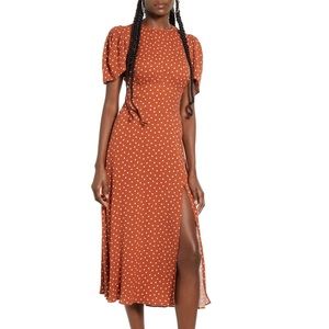 NWOT AFRM Nordstrom Midi Polka dot dress with open back